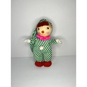 Vintage 8"‎ Snow Baby Christmas Ornament Flocked Elf Child with Striped Hat Pink